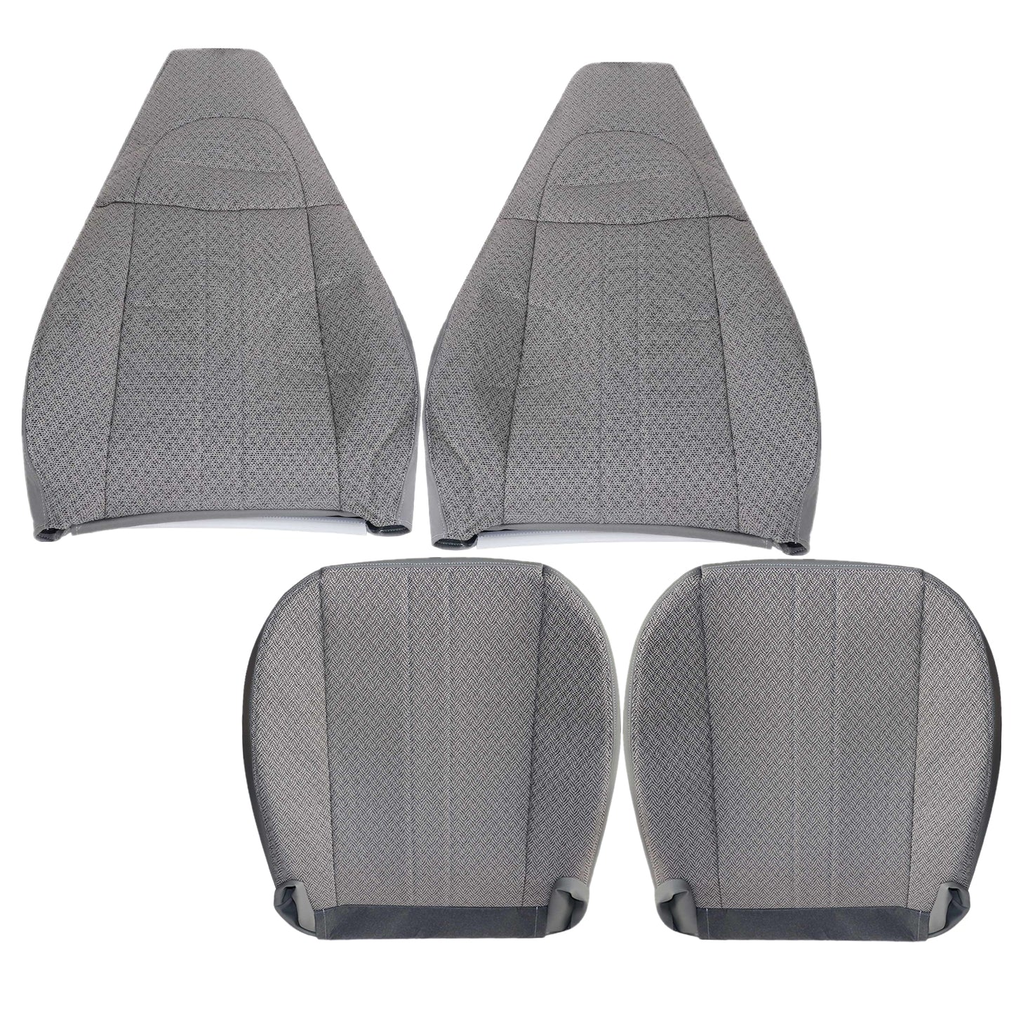 For 2003-2014 Chevy Express & GMC Savana 1500 Front Driver & Passenger Bottom & Top Cloth Seat Cover Gray