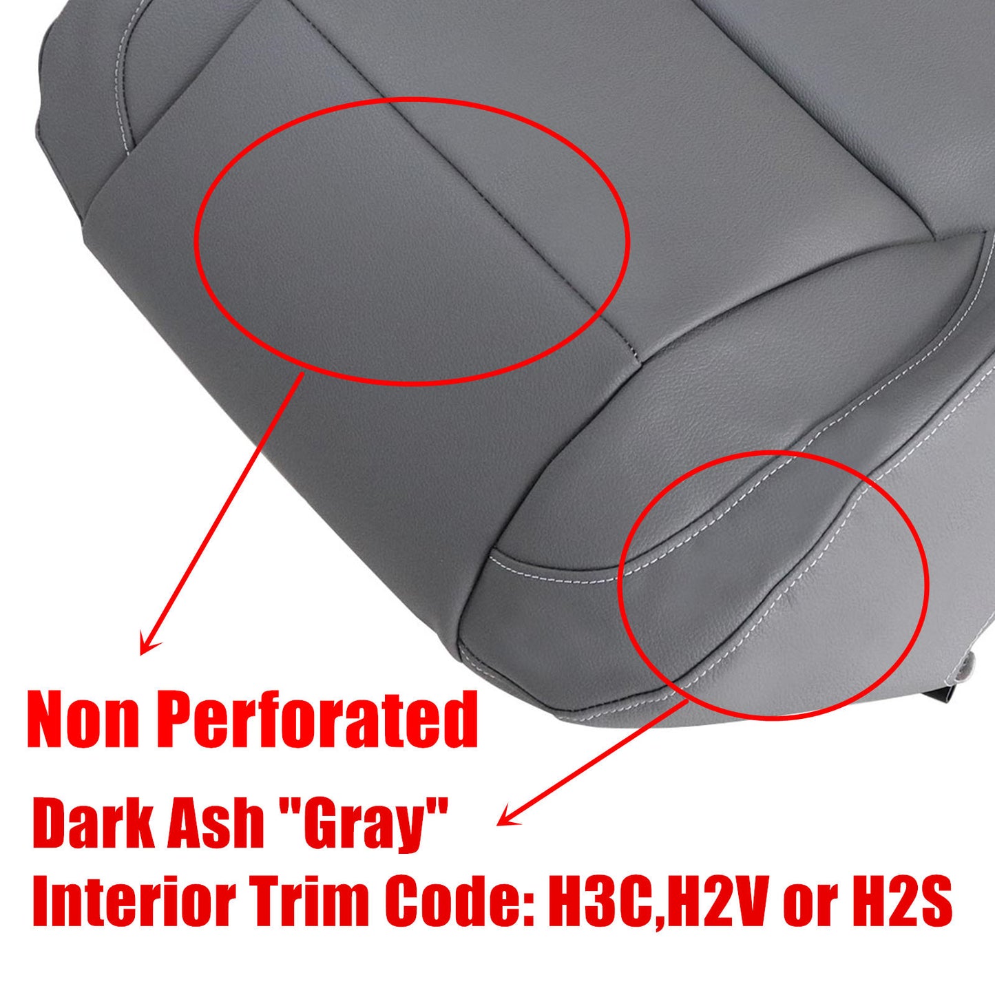 For 2014-2019 Chevy Silverado Front Driver & Passenger Bottom Leather Seat Cover Dark Ash Gray