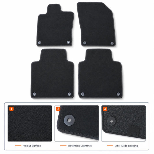 4PCS Floor Mats Carpet Front & Rear Velour Black For 2017-2023 Volvo S90