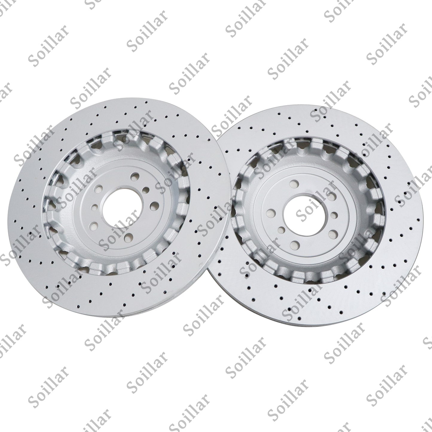 For BMW F06 F10 F13 M5 Pair Set Rear Vented & Drilled Disc Brake Rotors