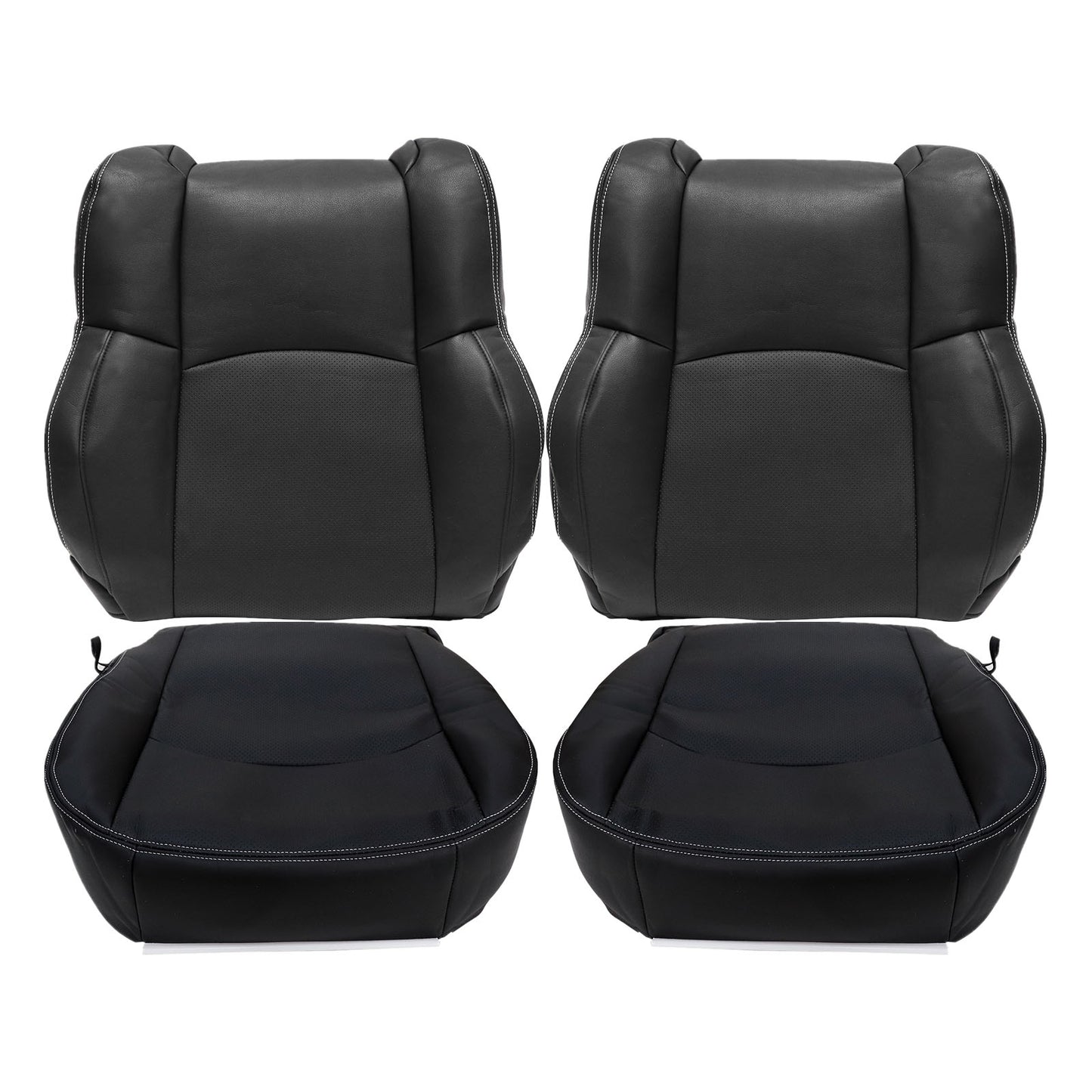 For 2009-2018 Dodge Ram 1500 2500 3500 Replacement Driver & Passenger Bottom & Top Leather Seat Cover Black