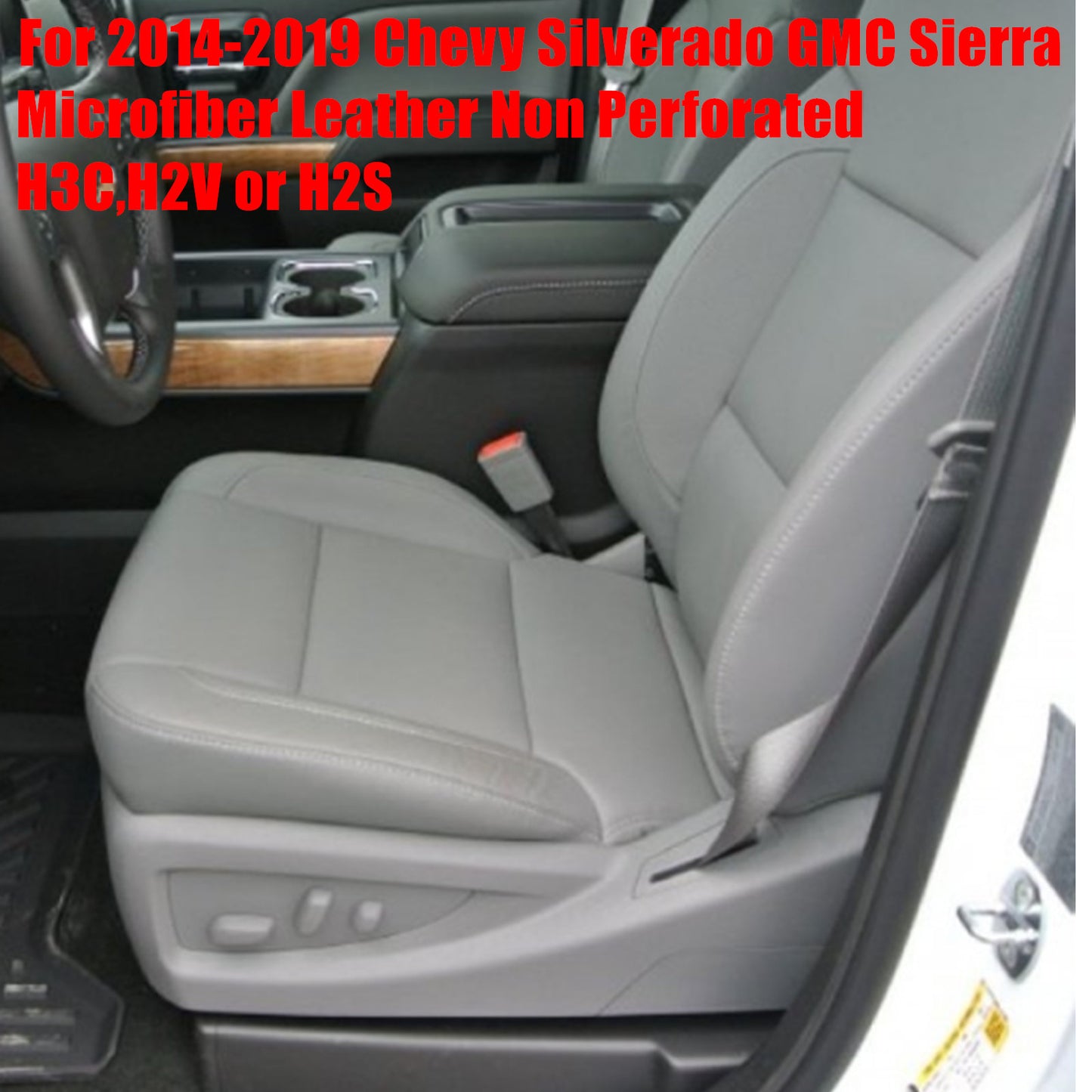 For 2014-2019 Chevy Silverado Front Driver & Passenger Bottom Leather Seat Cover Dark Ash Gray