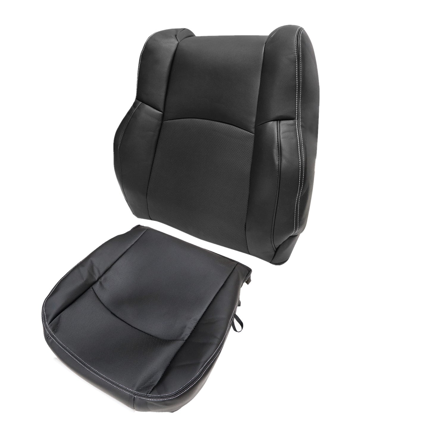 For 2009-2018 Dodge Ram 1500 2500 3500 Replacement Driver & Passenger Bottom & Top Leather Seat Cover Black