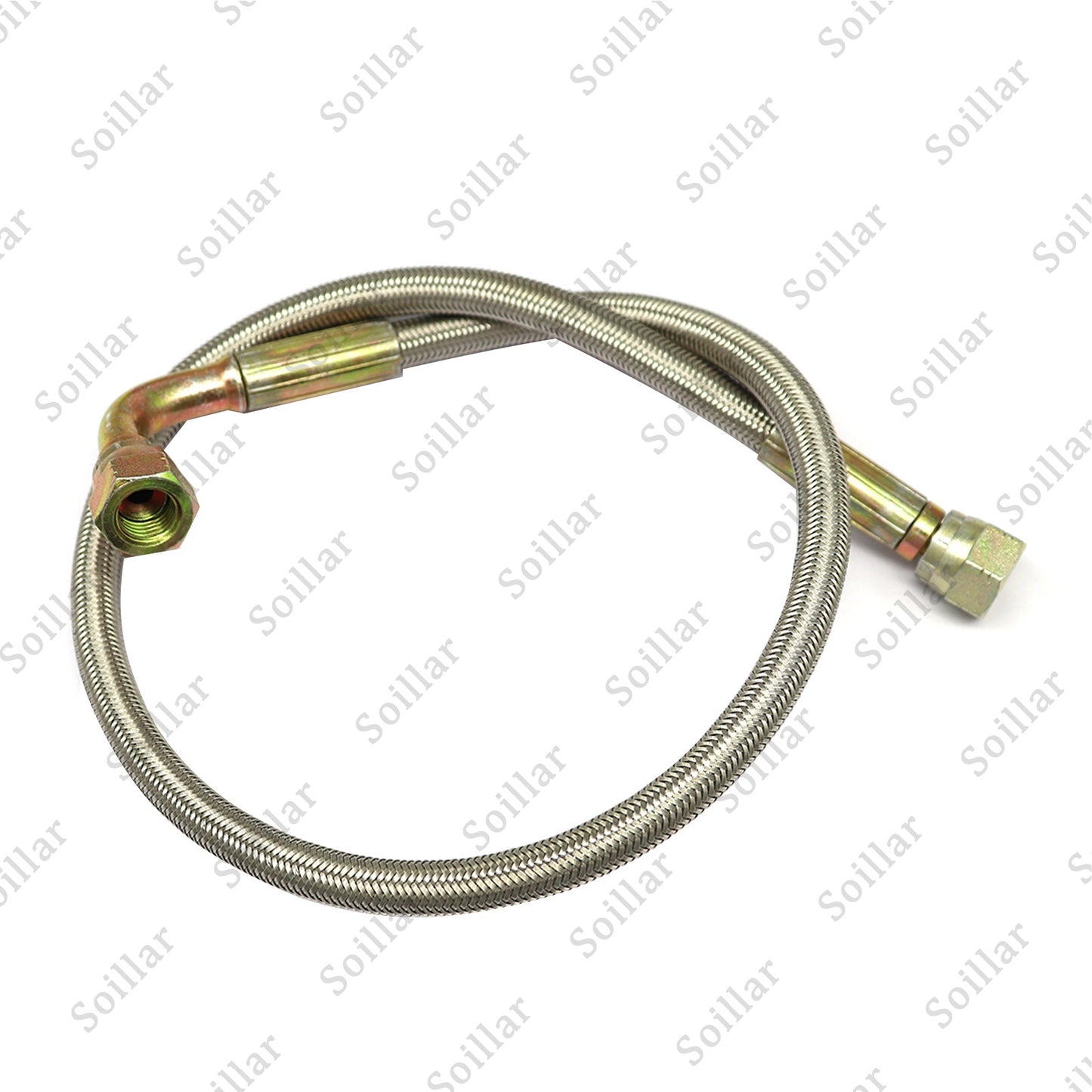 For Turbo Oil Feed Line 24" Steel Braided -4 -4AN 90 Degree x Straight  line