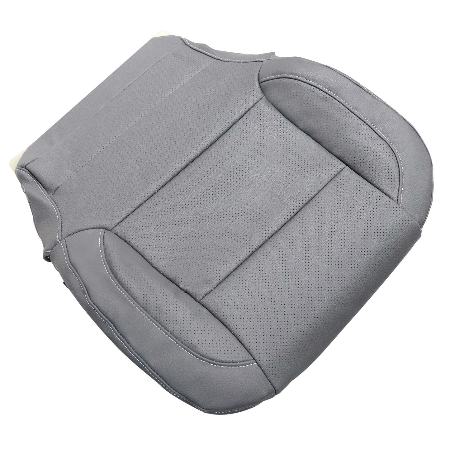 For 2014-2019 Chevy Silverado/GMC Sierra 1500 2500HD 3500HD LT LS LTZ Z71 Hybrid Driver & Passenger Bottom Perforated Leather Seat Cover Ash Gray