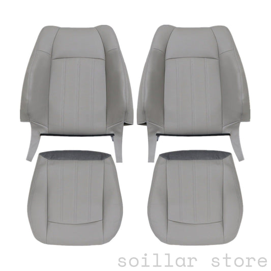 4PCS For 2005 2006 2007 2008 2009 2010 Chrysler 300C Front Both Side Driver & Passenger Bottom & Top Leather Seat Cover Gray
