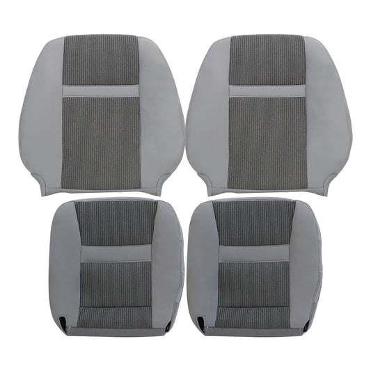 For 2006-2010 Dodge Ram 1500 2500 Front Driver & Passenger Bottom & Top Cloth Seat Cover Light Gray