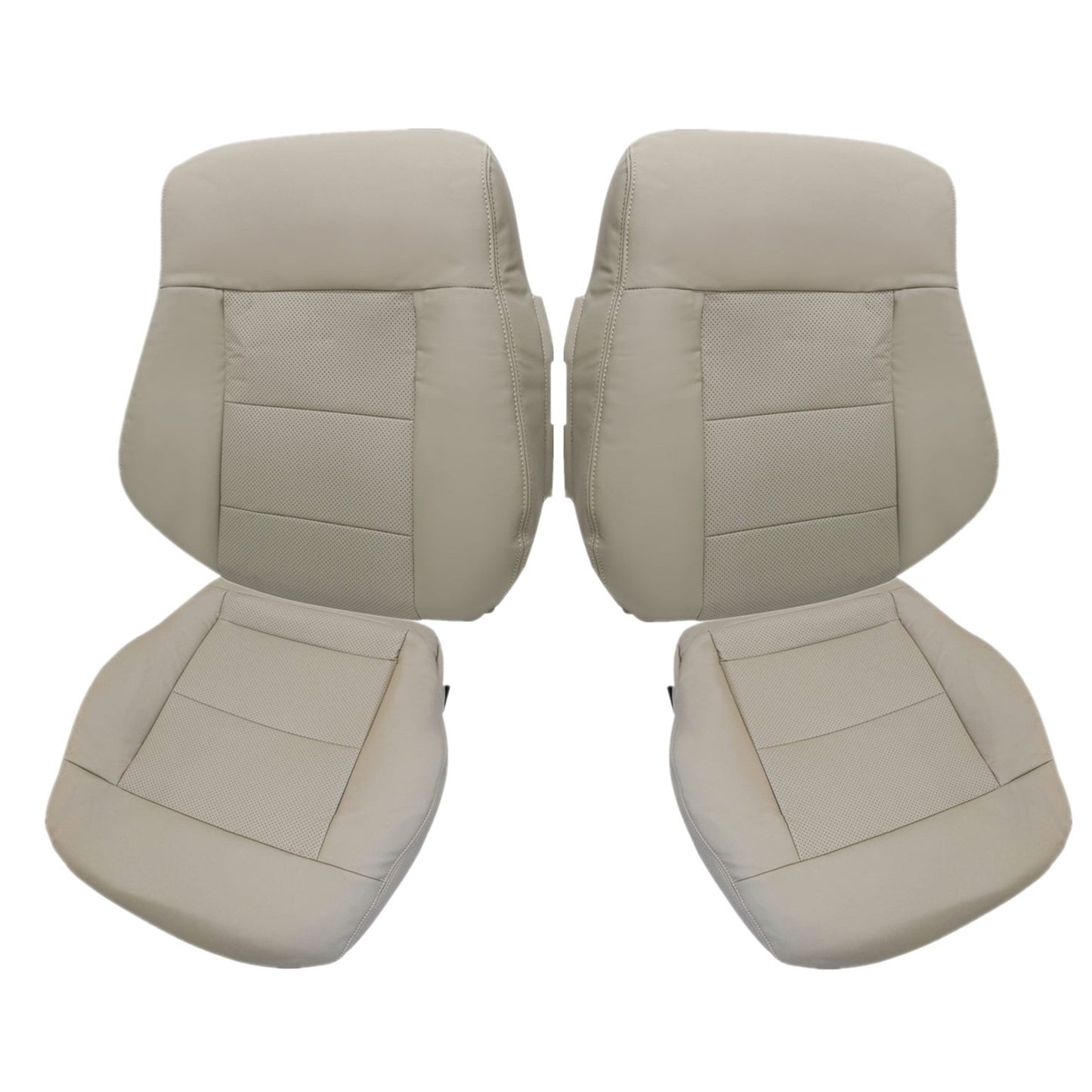For 2010-2016 Mercedes Benz E200 E250 E300 E350 Driver & Passenger Bottom & Top PERFORATED Leather Seat Cover Tan