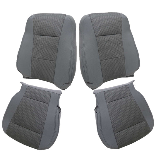 For 2017-2021 Ford F250 F350 F450 F550 Front Driver & Passenger Bottom & Top Cloth Seat Cover Gray
