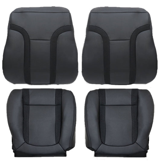 For 2010-2014 Ford F-150 Raptor SVT Front Driver & Passenger Bottom & Top Leather Seat Cover Black