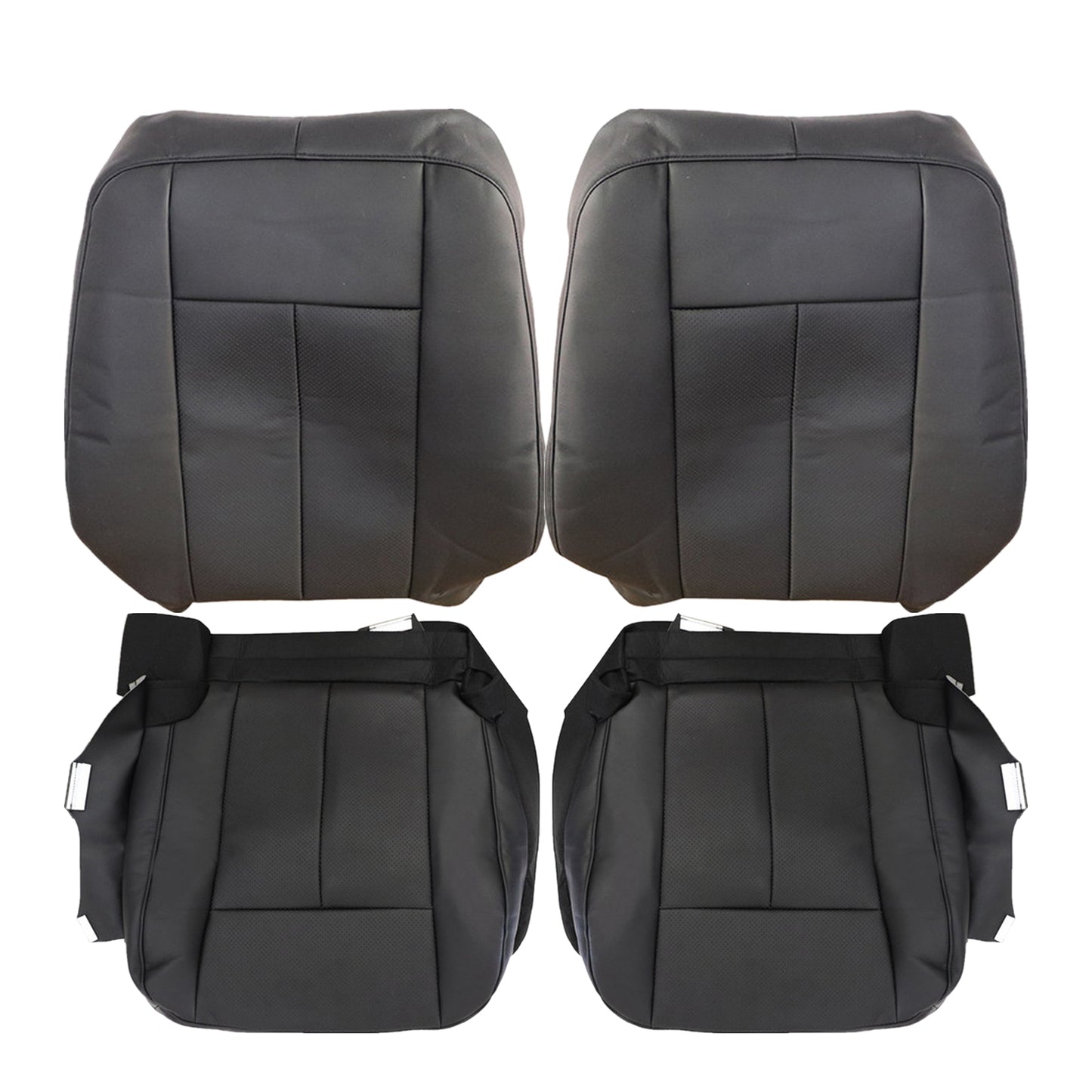For 2007-2014 Ford Expedition Limited Front Driver & Passenger Bottom & Top Leather Seat Cover Black