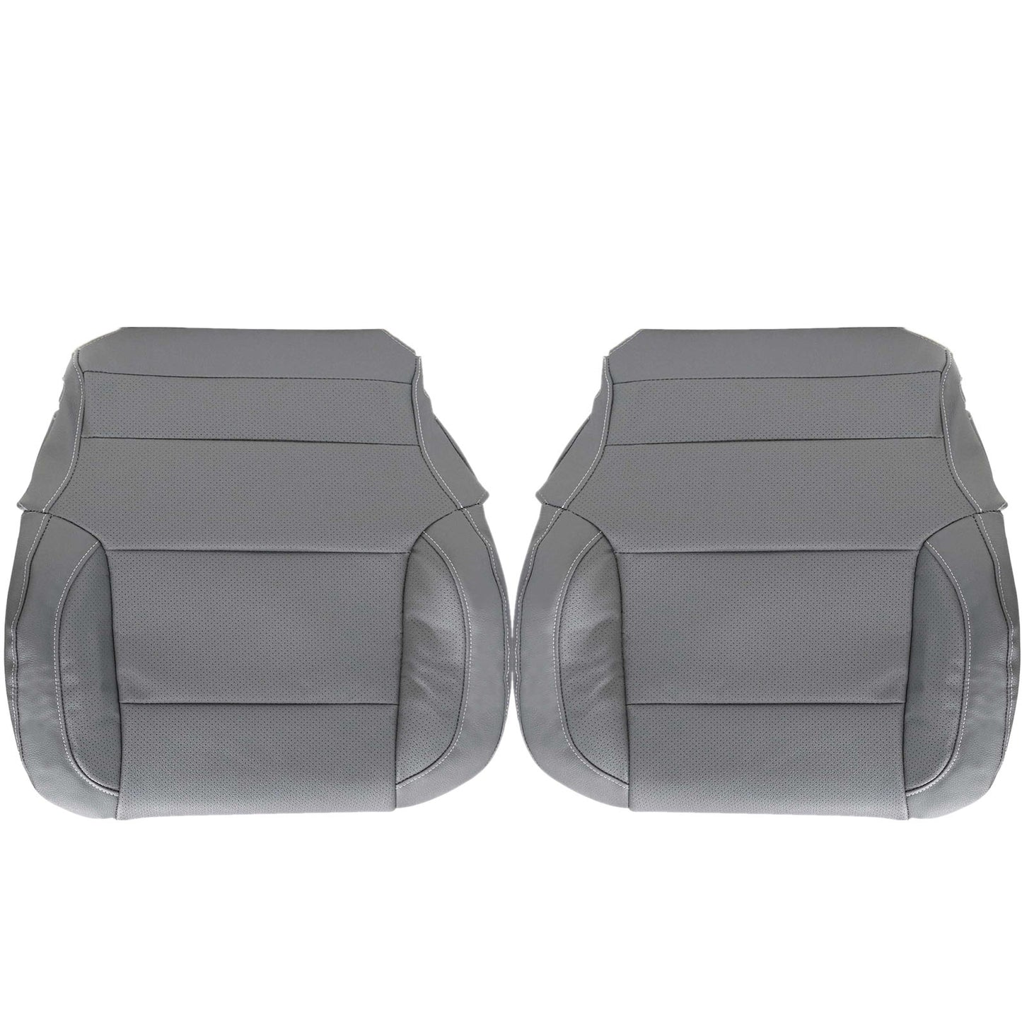 For 2014-2019 Chevy Silverado/GMC Sierra 1500 2500HD 3500HD LT LS LTZ Z71 Hybrid Driver & Passenger Bottom Perforated Leather Seat Cover Ash Gray
