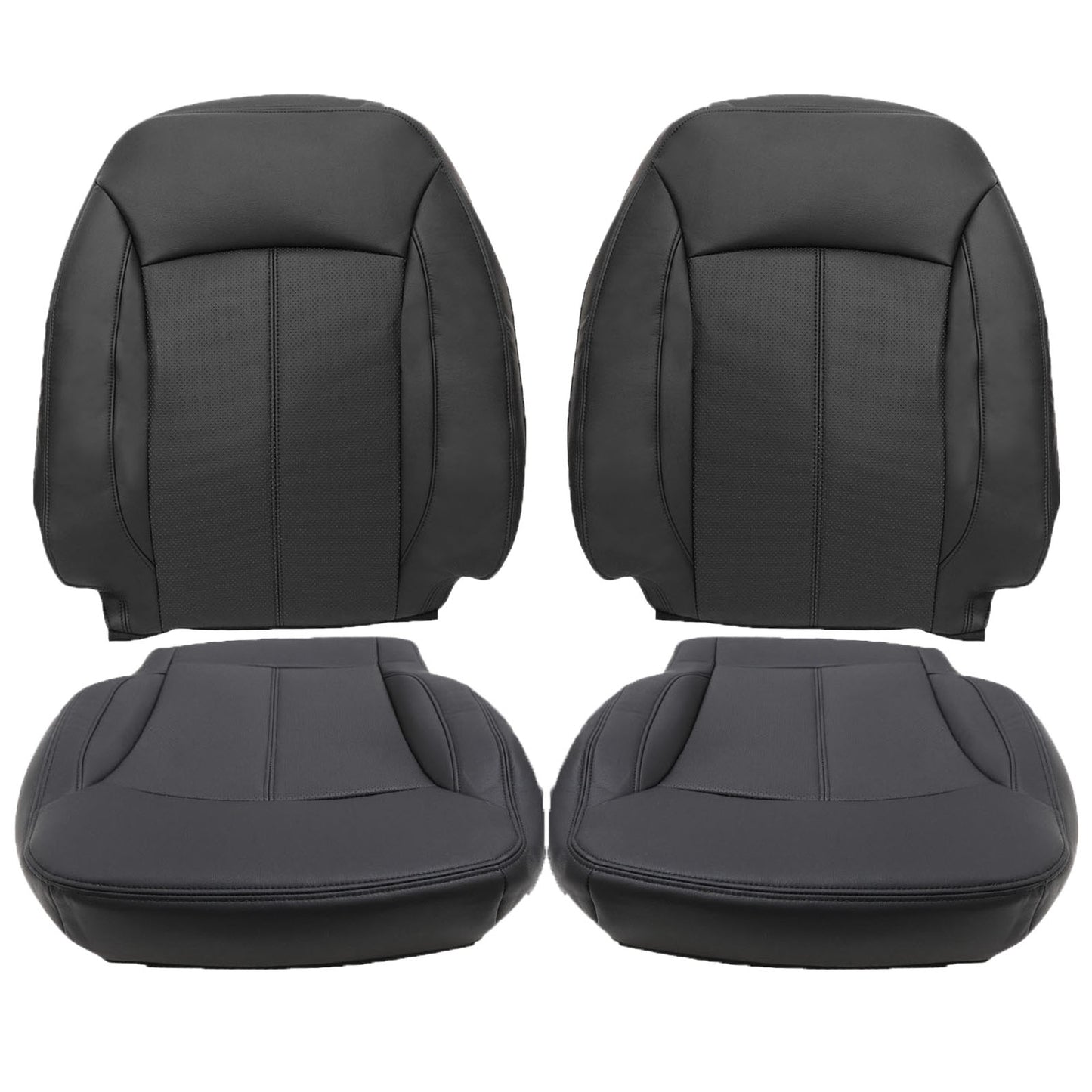 For 2010-2013 Buick LaCrosse Front Driver & Passenger Bottom & Top Leather Seat Cover Black