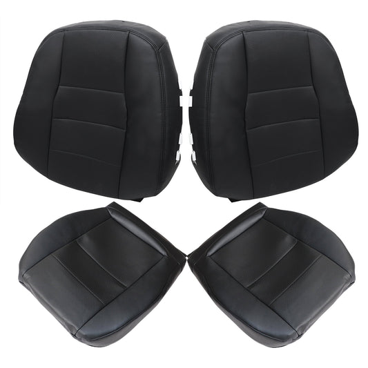 For 2008-2014 Mercedes Benz C250 C300 C350 Driver & Passenger Bottom & Top Replacement Leather Seat Cover Black