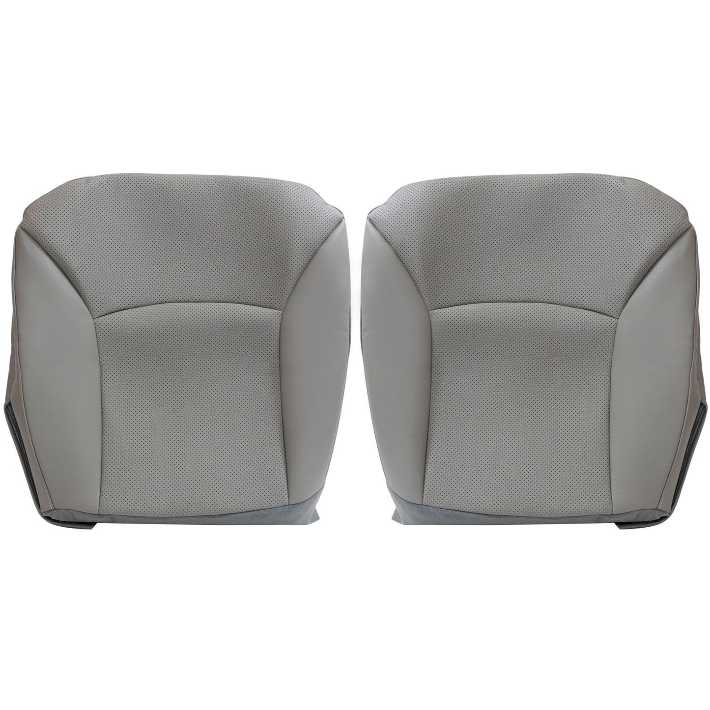 2002-2008 For Ford E150 E250 E350 Van Driver & Passenger Bottom Perforated Leather Seat Cover Gray