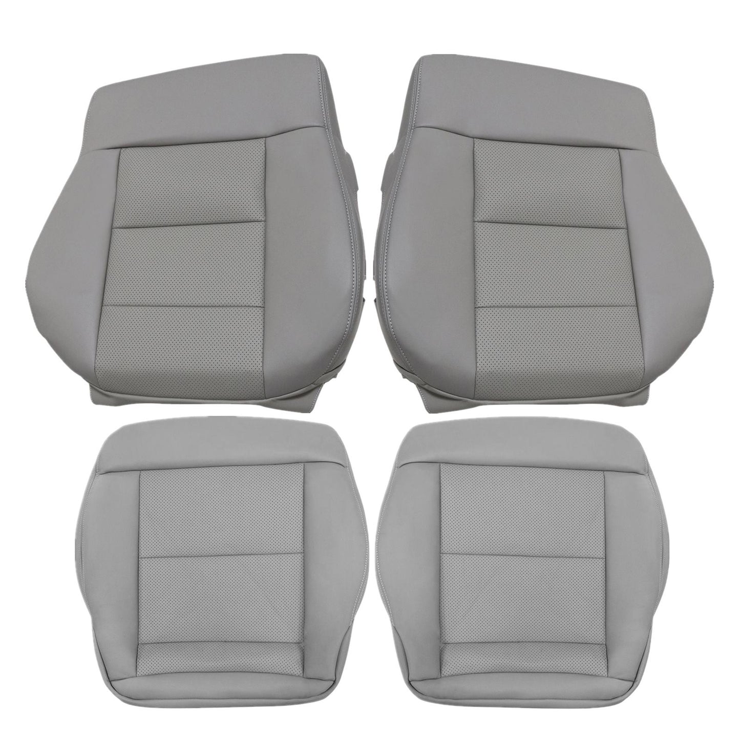 For 2010-2016 Mercedes Benz E200 E250 E300 E350 Driver & Passenger Bottom & Top PERFORATED Leather Seat Cover Gray