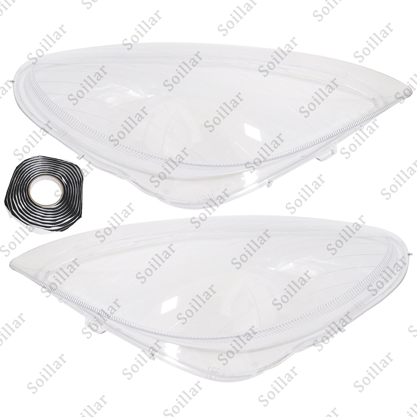 Pair Front Headlight Lens Cover+Glue For Mercedes-Benz SLK R171 2005-2011