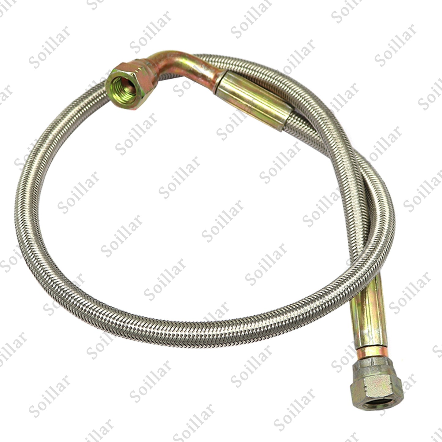 For Turbo Oil Feed Line 24" Steel Braided -4 -4AN 90 Degree x Straight  line