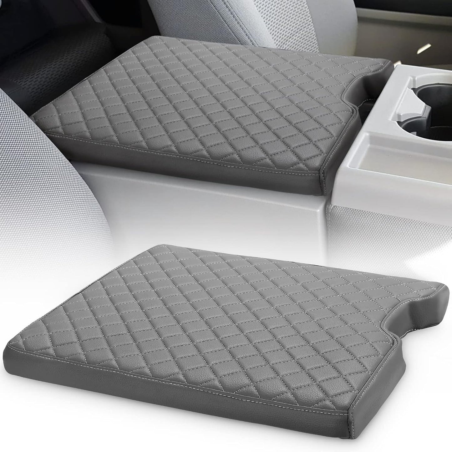 Fits Ford F150 2015-2023 Jump Seat Center Console Lid Armrest Cover Pad Gray US