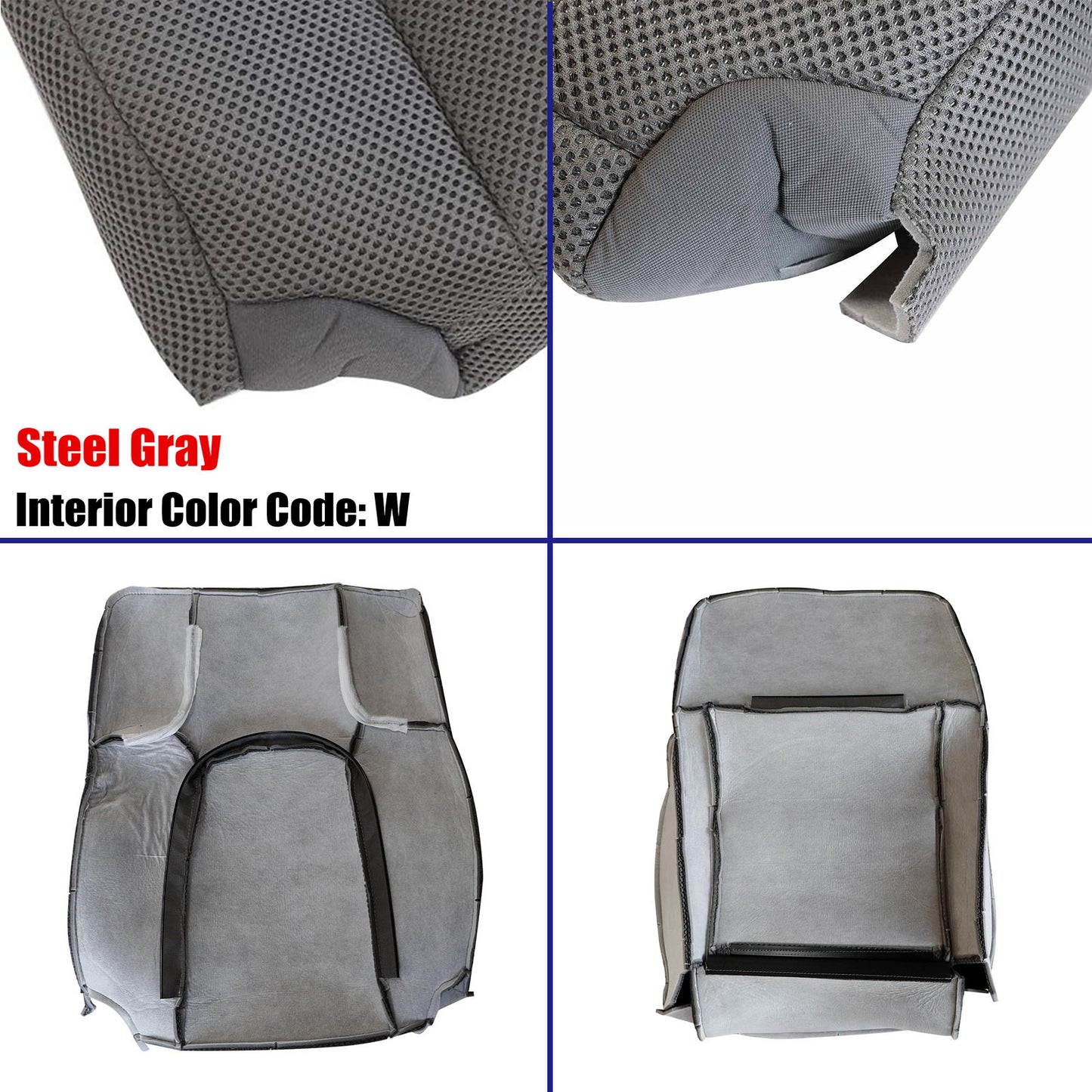 For 2005-2019 Nissan Frontier Front Driver & Passenger Bottom & Top Cloth Seat Cover Gray