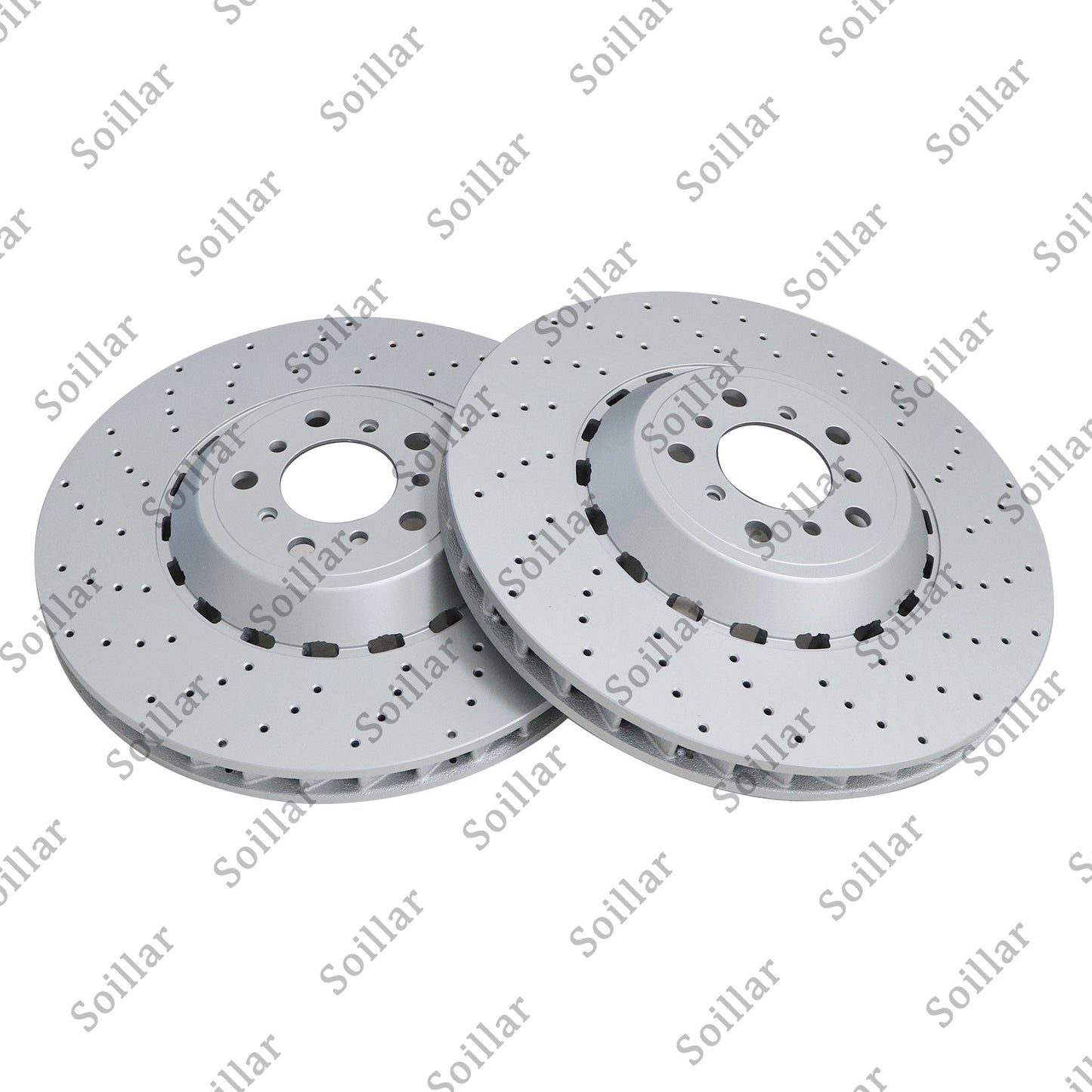 Pair Front Vented & Drilled Disc Brake Rotors LH RH For BMW F10 F12 F13 M5 M6
