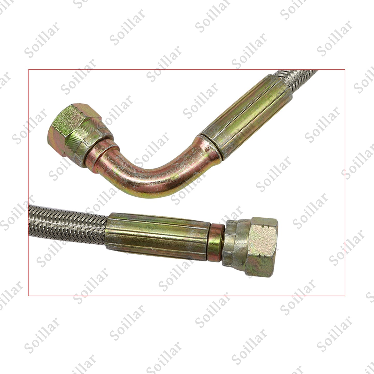 For Turbo Oil Feed Line 24" Steel Braided -4 -4AN 90 Degree x Straight  line