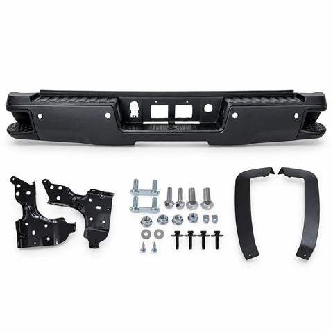 Black Rear Bumper w/ Sensor Hole For 2014-2018 Chevy Silverado GMC Sierra 1500