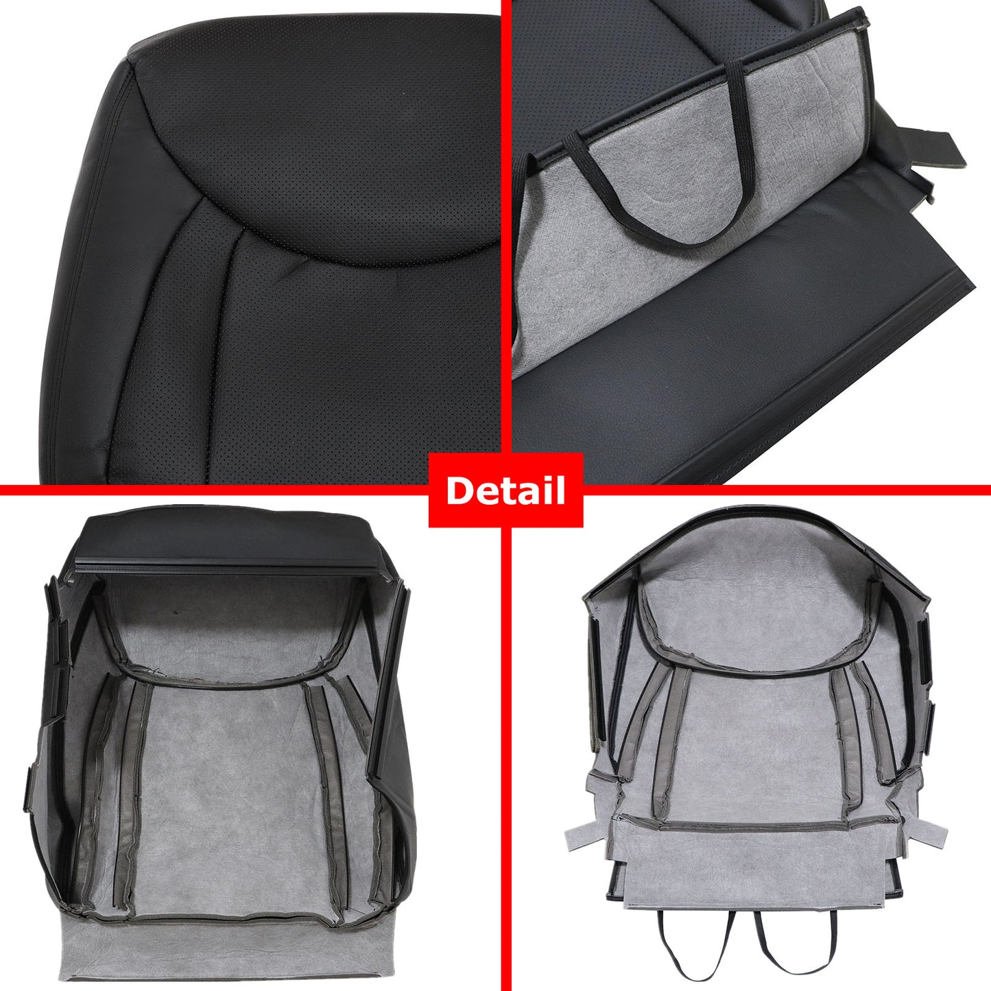 For 2001-2006 Lexus LS430 Front Driver & Passenger Bottom & Top Leather Seat Cover Black