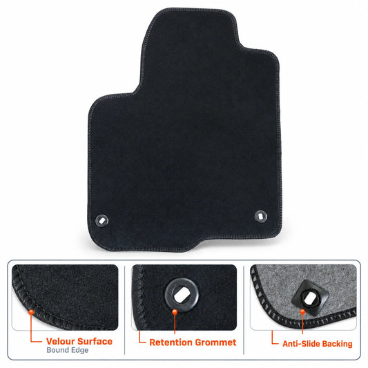 Floor Mats Carpet Velour Front & Rear Anti-Slip For 2023-2025 Honda HR-V