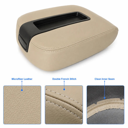 For 07-14 Chevy Tahoe Suburban Silverado Console Leather Armrest Cover Tan