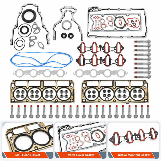 Full Cylinder Head Gasket Set Bolts For 2007-2013 Chevrolet GMC Sierra Buick 5.3L