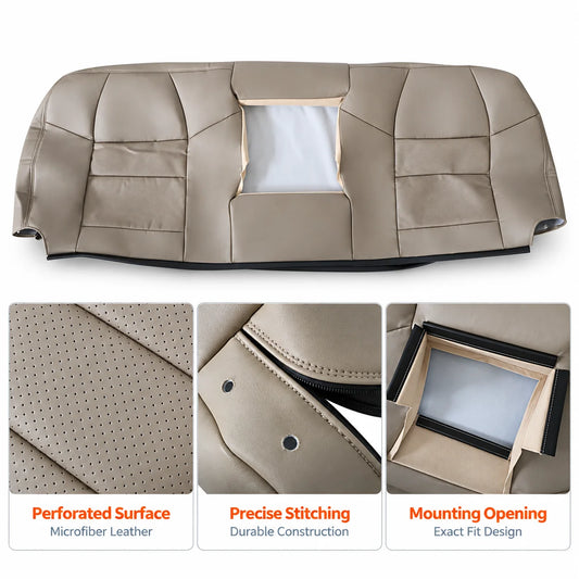 PERF Rear Bench Top Leather Seat Cover Tan For 2002-2007 Ford F250 F350 XLT