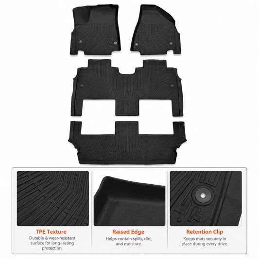 TPE 3 Row Floor Mats Liners For 2017-2025 Chrysler Pacifica Hybrid