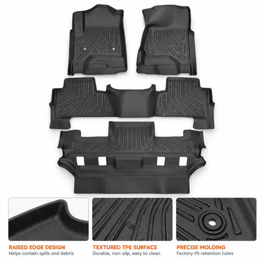 TPE Floor Mats 3 Row Floor Liners For 2015-2020 Cadillac Escalade