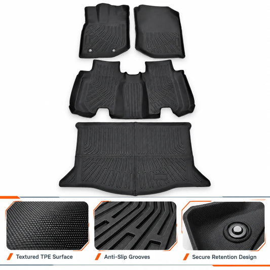 TPE Floor Mats Liner & Cargo Trunk Liner For 2009-2013 Honda 5 Passengers
