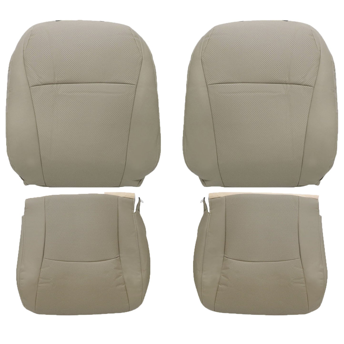 For 2004-2013 Toyota Highlander Front Driver & Passenger Bottom & Top Leather Seat Cover Tan