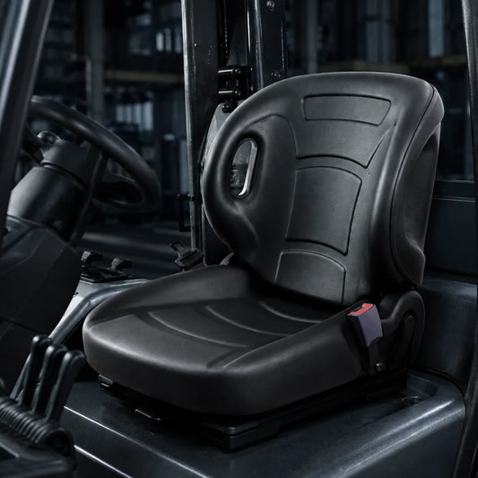Universal Forklift Seat with Armrest and Safety Belt, Adjustable Backrest & Switch