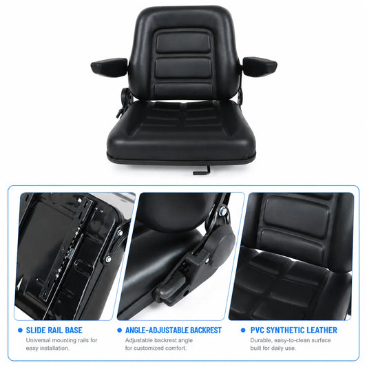 Universal Lawn Mower Tractor Seat Forklift Seat Adjustable With Armrest