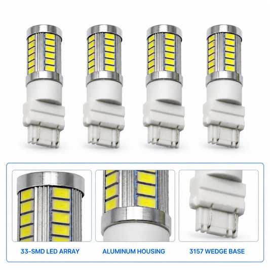 White 3157 3457 3057 33SMD LED Light Bulb for Backup Reverse Tail Turn Signal