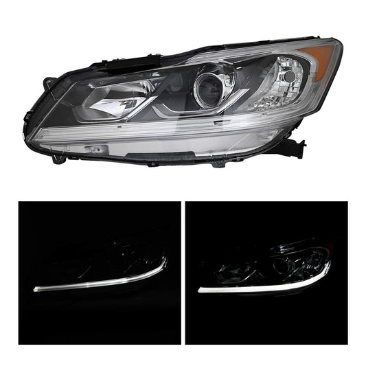 Headlight Headlamp Halogen w/LED DRL Driver Left Side For 2016-2017 Honda Accord