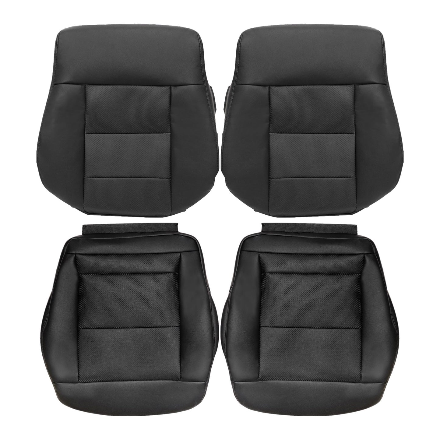 For 2010-2016 Mercedes Benz E-Class E350 E550 E250 Driver & Passenger Bottom & Top Leather Seat Cover Black