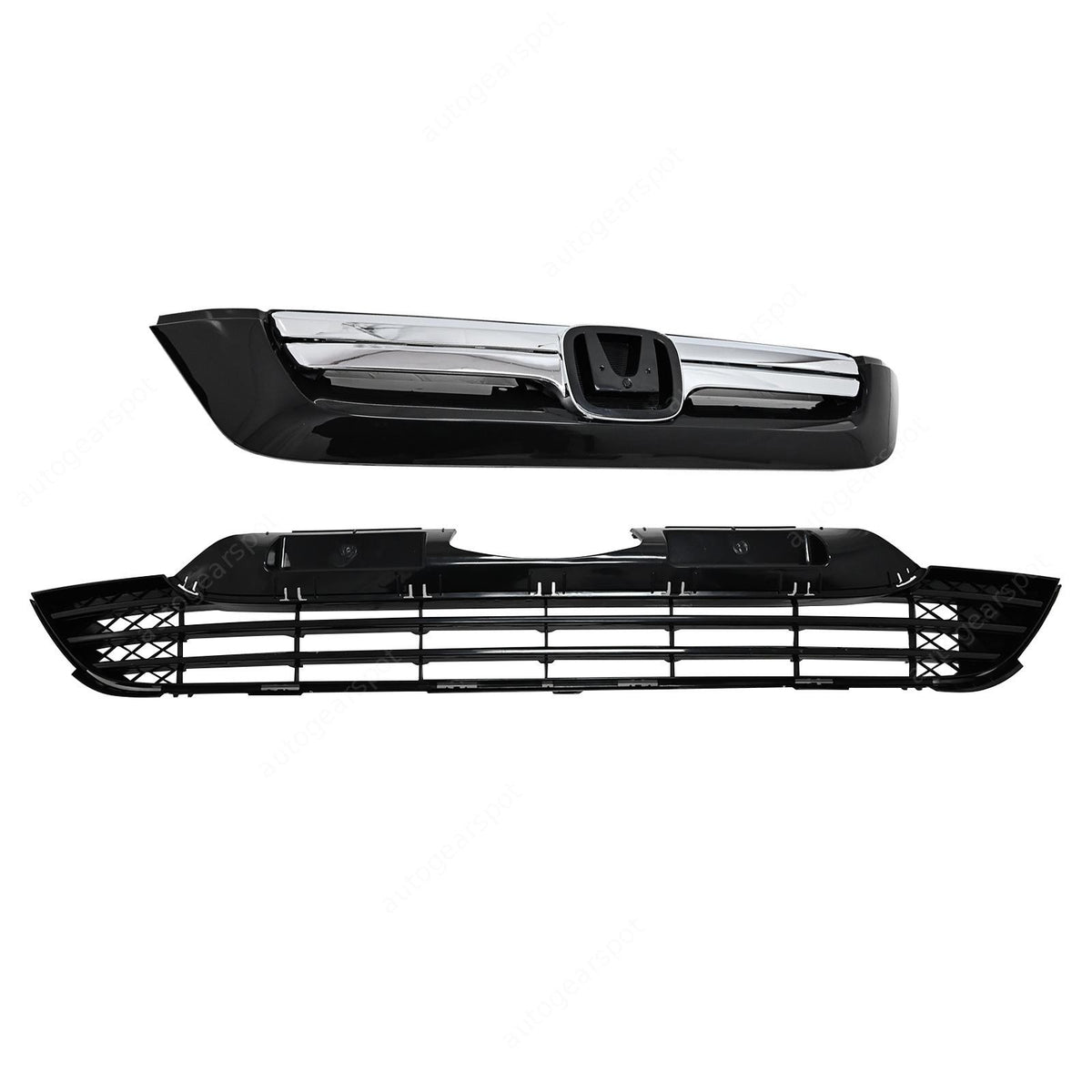 Fits Honda CRV CR-V 2007-2009 New Front Bumper Grill Upper+Lower Grille Chrome