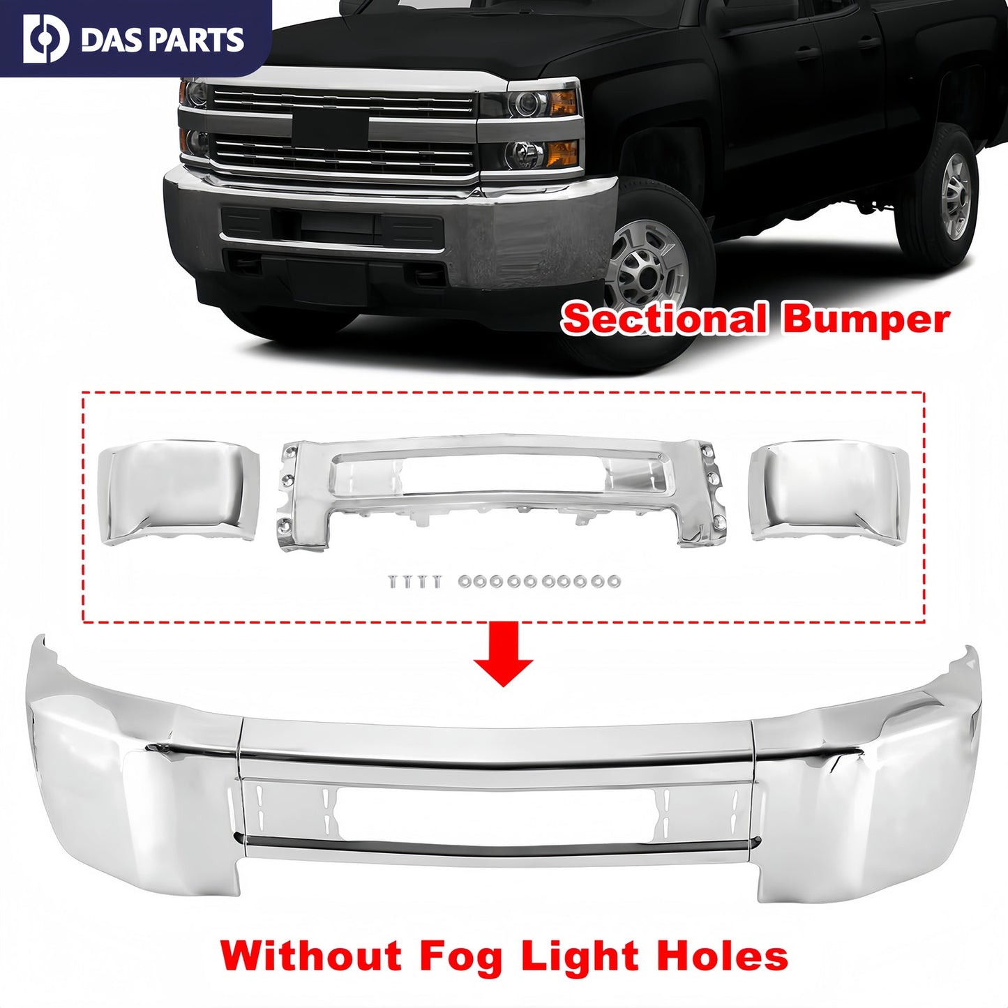 New Steel Front Bumper Face Bar Chrome For Chevrolet 2500 3500 HD 2015-2018 2019