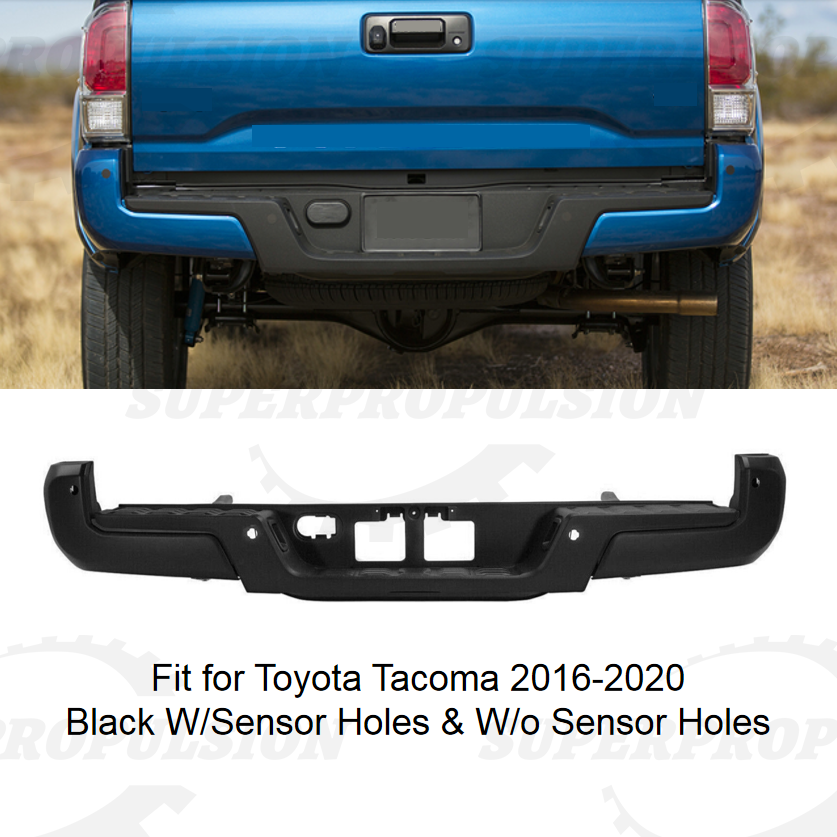 Rear Step Bumper Powdercoated Black For Toyota Tacoma 2016-2023 W/ Sensor Holes