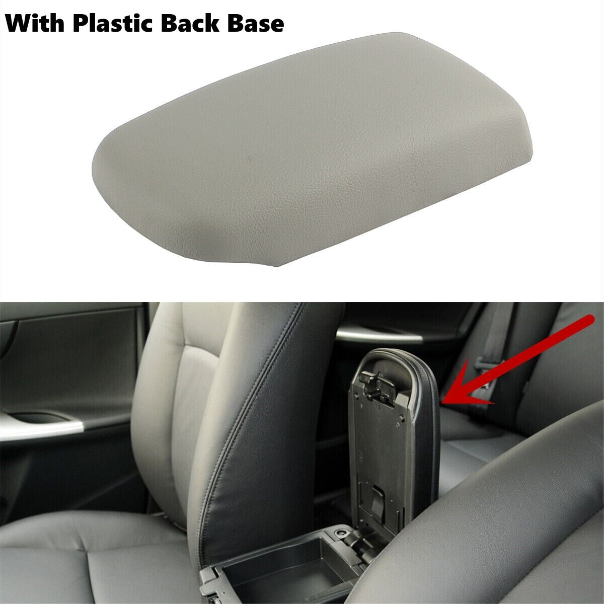 Center Console Armrest Lid Cover w Base For 2009-2013 Toyota Corolla LE XLE Gray