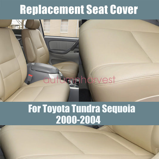 For 2000-2004 Toyota Tundra Sequoia Driver & Passenger Leather Seat Cover Tan