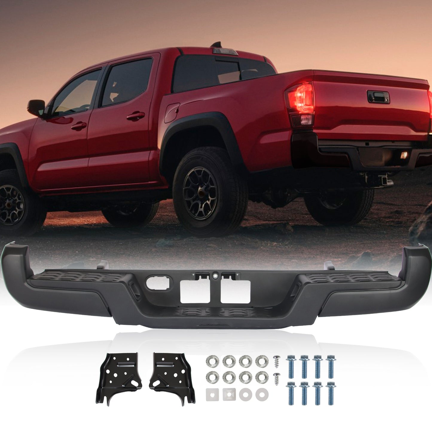 Rear Step Bumper Steel For Toyota Tacoma 2016-2023 TO1103125 Powdercoated Black