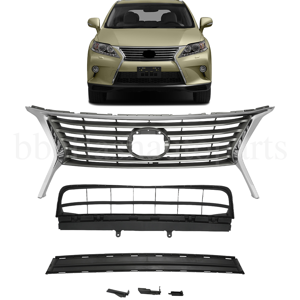Front Upper+Lower Bumper Grill Assembly For 2013-2015 Lexus RX450h RX350 F Sport