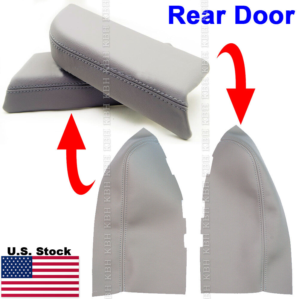 2Pcs Fits 2009-2015 Honda Pilot Rear Door Panels Leather Armrest Cover Gray