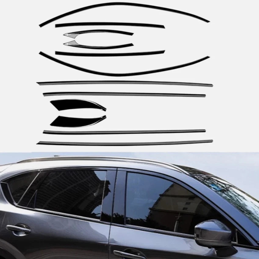 Gloss Black Window Trim Cover Seal Belt Strips Kit 12PCS Fits Mazda CX-5 17-25